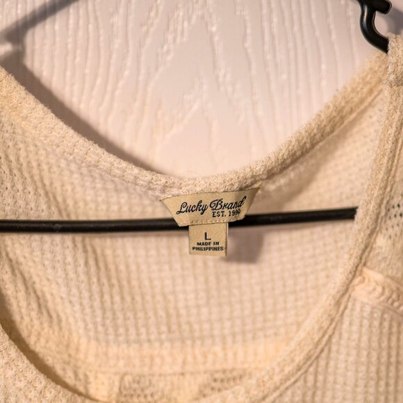 Lucky Brand Cream Textured Long Sleeve Top – Size L - Picture 2 of 4